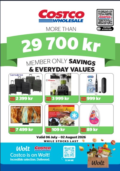 Costco reklamblad. Giltig: 06/07/26 - 02/08/26