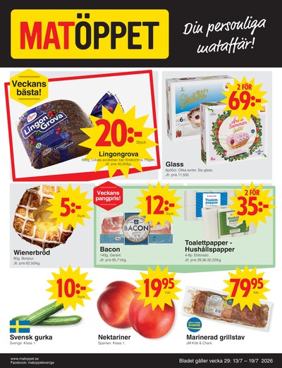 Matöppet reklamblad i vecka 29 sida 1