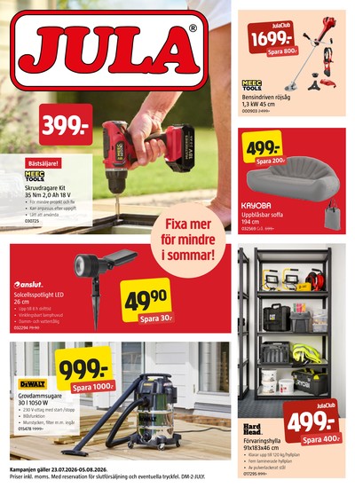 Jula reklamblad. Giltig: 23/07/26 - 05/08/26