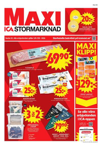 ICA Maxi reklamblad i vecka 32 sida 1