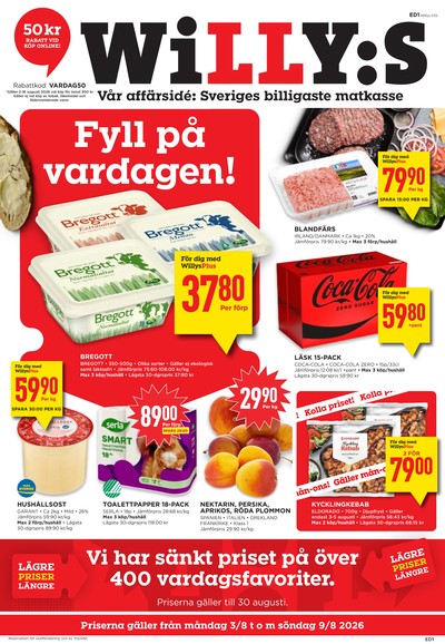 WILLY:S reklamblad i vecka 32 sida 1