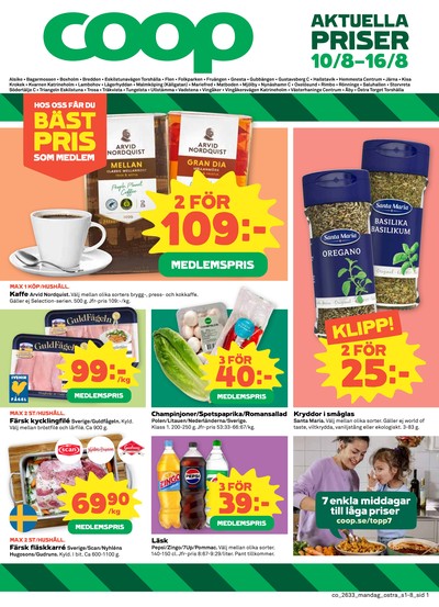 Coop reklamblad i vecka 33 sida 1