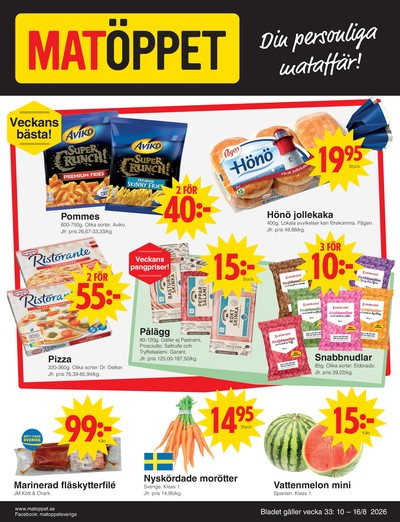 Matöppet reklamblad i vecka 33 sida 1