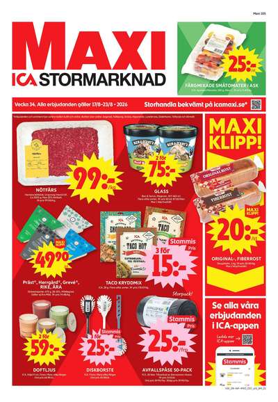 ICA Maxi reklamblad i vecka 34 sida 1