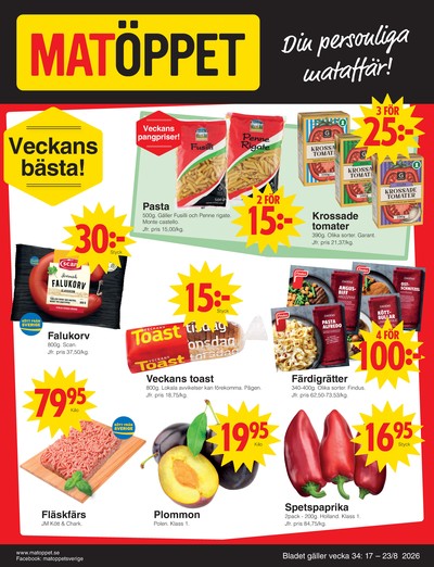 Matöppet reklamblad i vecka 34 sida 1