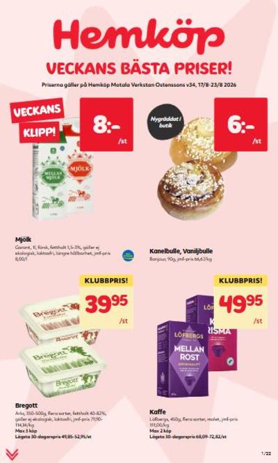 Östenssons reklamblad i vecka 34 sida 1