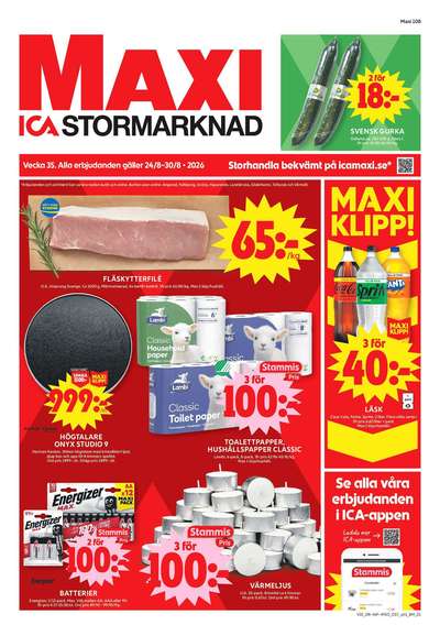ICA Maxi reklamblad i vecka 35 sida 1