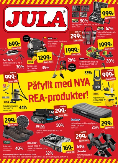 Jula reklamblad. Giltig: 20/08/26 - 02/09/26