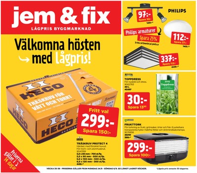 Jem & Fix reklamblad i vecka 36 sida 1
