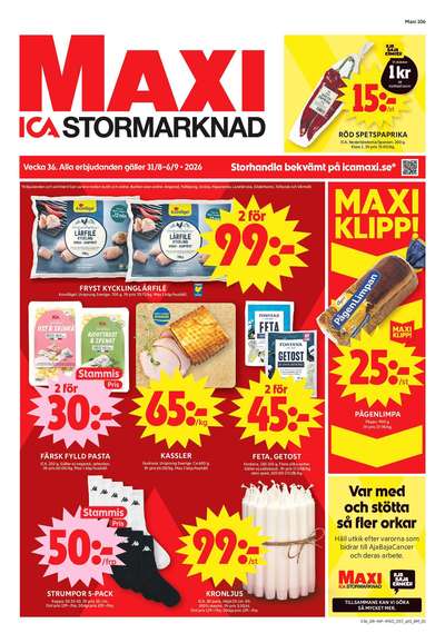 ICA Maxi reklamblad i vecka 36 sida 1