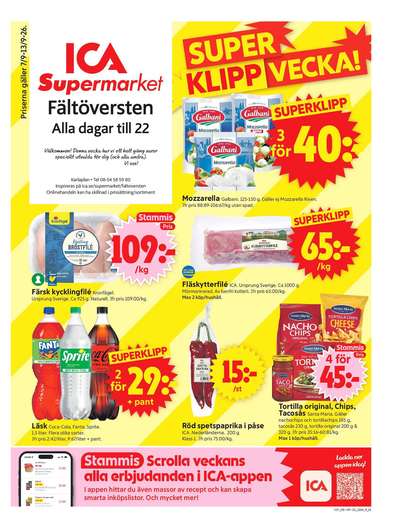 ICA Supermarket reklamblad i vecka 37 sida 1