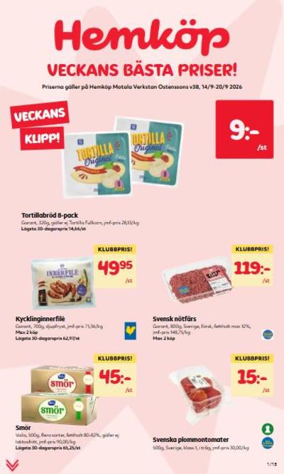 Hemköp reklamblad i vecka 38 sida 1