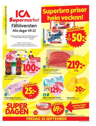 ICA Supermarket reklamblad i vecka 39 sida 1