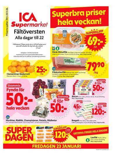 ICA Supermarket reklamblad i vecka 4 sida 1