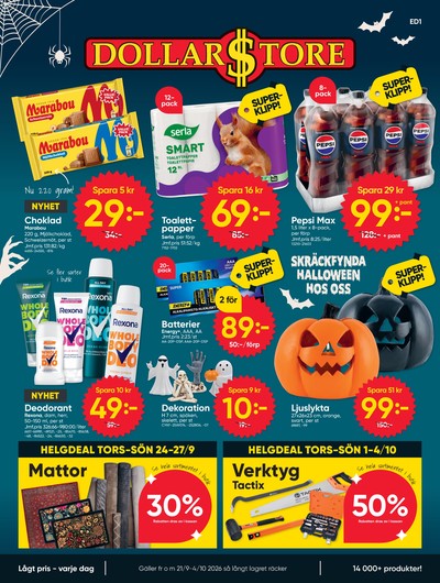 Dollarstore reklamblad i vecka 40 sida 1