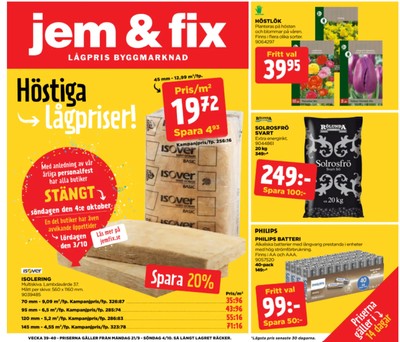 Jem & Fix reklamblad i vecka 40 sida 1