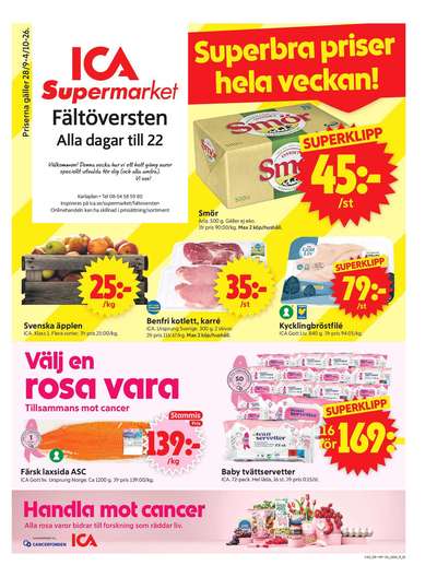ICA Supermarket reklamblad i vecka 40 sida 1