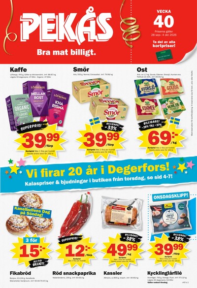 Pekås reklamblad i vecka 40 sida 1