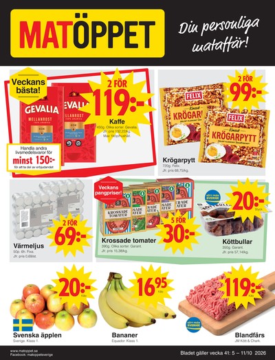 Matöppet reklamblad i vecka 41 sida 1