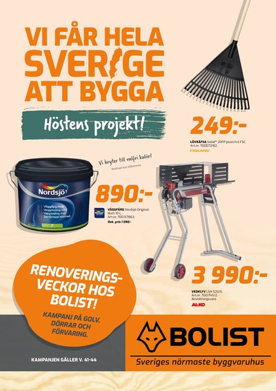 Bolist reklamblad i vecka 43 sida 1
