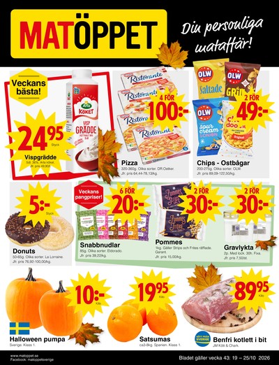 Matöppet reklamblad i vecka 43 sida 1