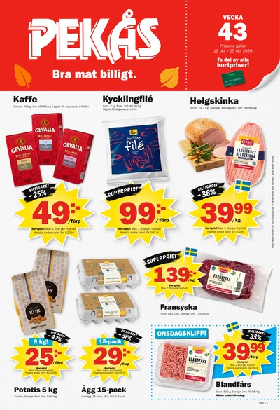 Pekås reklamblad i vecka 43 sida 1