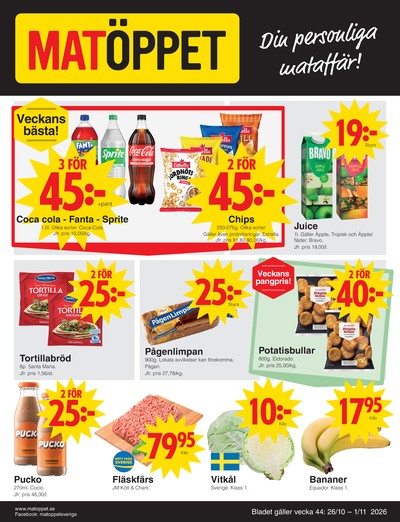 Matöppet reklamblad i vecka 44 sida 1