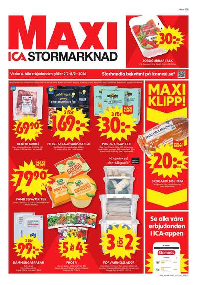 ICA Maxi reklamblad. Giltig: 02/02/26 - 08/02/26