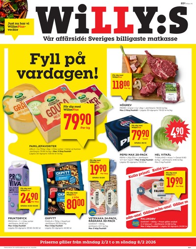 WILLY:S reklamblad. Giltig: 02/02/26 - 08/02/26