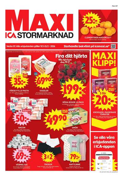 ICA Maxi reklamblad. Giltig: 09/02/26 - 15/02/26