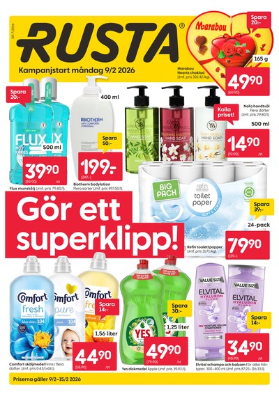 Rusta reklamblad i vecka 7 sida 1