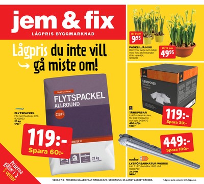 Jem & Fix reklamblad. Giltig: 09/02/26 - 01/03/26
