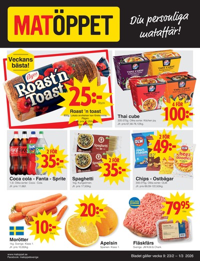 Matöppet reklamblad i vecka 9 sida 1
